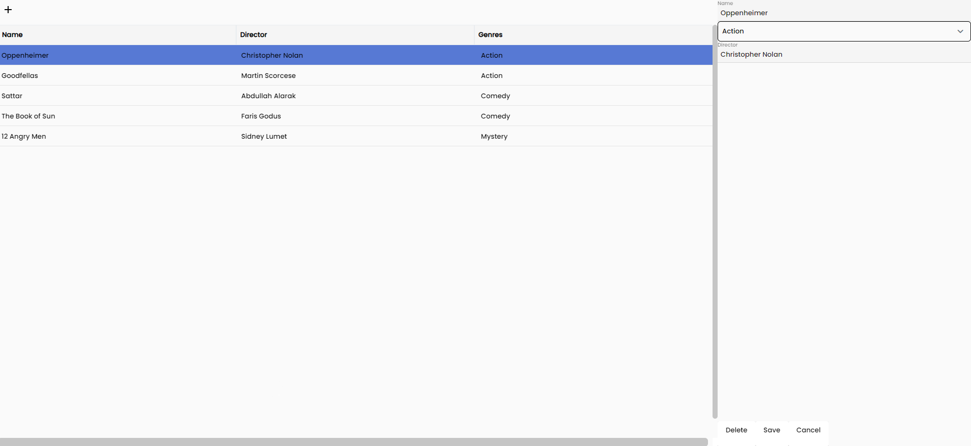 Table page overview